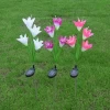 2 pack Colour changing 4LED solar lily light Outdoor 4 branch artificial solar flower light Garden decorative led lawn lamp