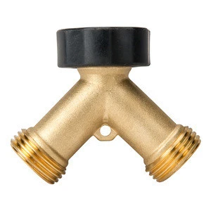 2 way garden y brass water pipe hose connector