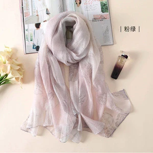 2017 spring breathable thin new simple design wool and silk blend scarf shawls in plain soft pastel color