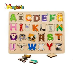 2019 New arrival baby educational matching wooden alphabet puzzle with customize W14B109