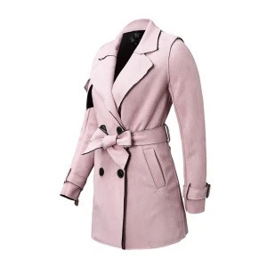2019 new design fashion plus size wholesale coat woman long sleeve shawl collar trench coat with belt