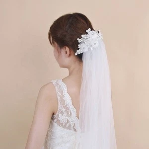 2019 New StyleJewelry white chiffon Flower Wedding Bridal Hair Veils With comb Bridal Veil for Women