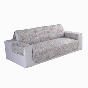 2019 stock printed ultrasonic quilting brushed fabric with pet elastic band thickened non-slip sofa cover