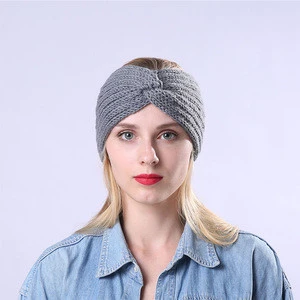 2020 New Sports Elastic Knitted Headbands  Cross Women Winter Hairbands