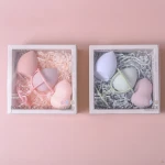 2020 New Style Valentine Romantic Purple Pink Soft 3pcs Beauty Sponge Cosmetic Puff Makeup Blender Holder Gift Set