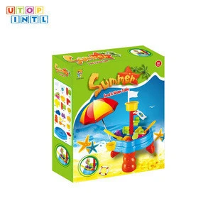 2020 Shantou new high quality portable water beach table toy with outdoor cartoon sand model accessories play for kids