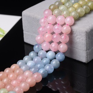 2020 wholesale high level natural stone 8mm morganite loose gemstone beads for jewelry making