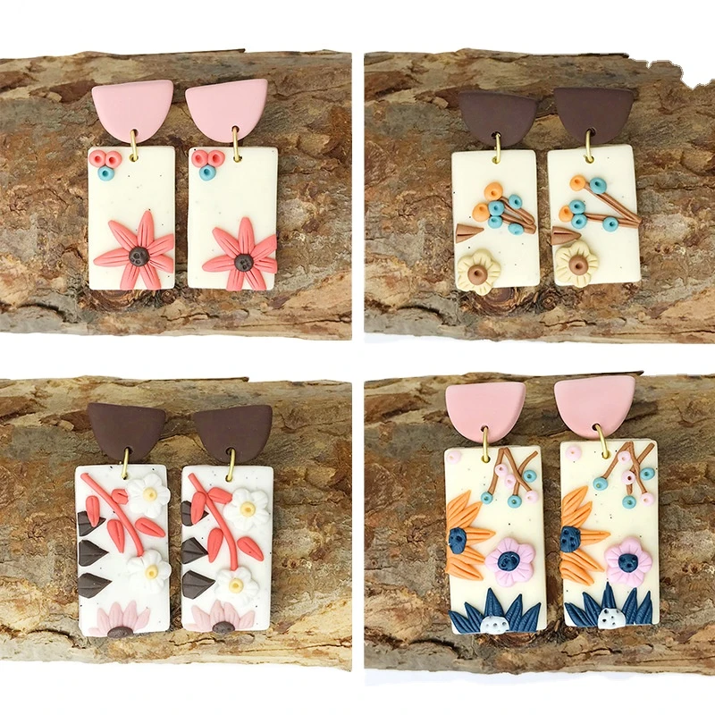 2021 Creative Leaves Plant Colorful Spray Painted Acrylic Earrings Women Fashion Drop Printing Earrings Flower Jewelry
