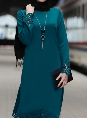 2021 New Spring Middle East Islamic Clothing Muslim Women Long Sleeve Unlined Crepe Tunic Pants Islamic Clothing 2 Piece Suit