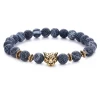 2021 Sailing Jewelry Adjustable Natural Stone Bracelet Beads Volcanic Rock Black Weathered Agate Leopard Head Bracelet