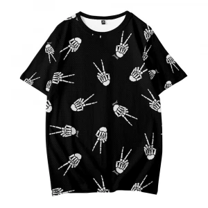 2021 trend short-sleeved 3D digital printing skull hand pattern casual fashion customizable mens and womens T-shirts