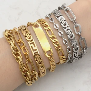 2021 trendy women bracelet wholesale jewelry fashion 18K gold plated stainless steel bracelet