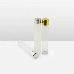 22X115mm prerolled child proof joint tube electroplating silver cap clear borosilicate glass tube with screw aluminum lids gold