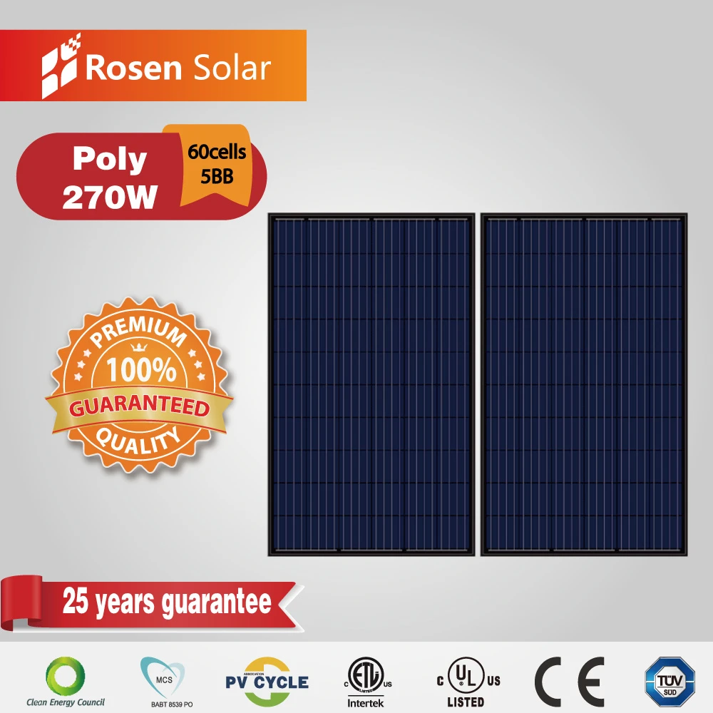 270W Price 5bb 30V Poly Black Solar Panel China