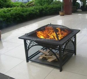 30&#39;&#39; Metal Square Outdoor Wood Burning Fire Pit Warmer UK