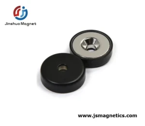 32mm Dia Black Epoxy Coated Neodymium Cup Magnet with Countersunk Hole