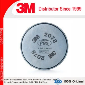 3M Particulate Filter 2078, P95, with Nuisance Level Organic Vapor/Acid Gas Relief 100 EA/Case