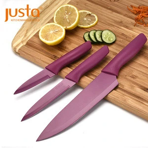 3pcs pp handle non stick coating kitchen knife