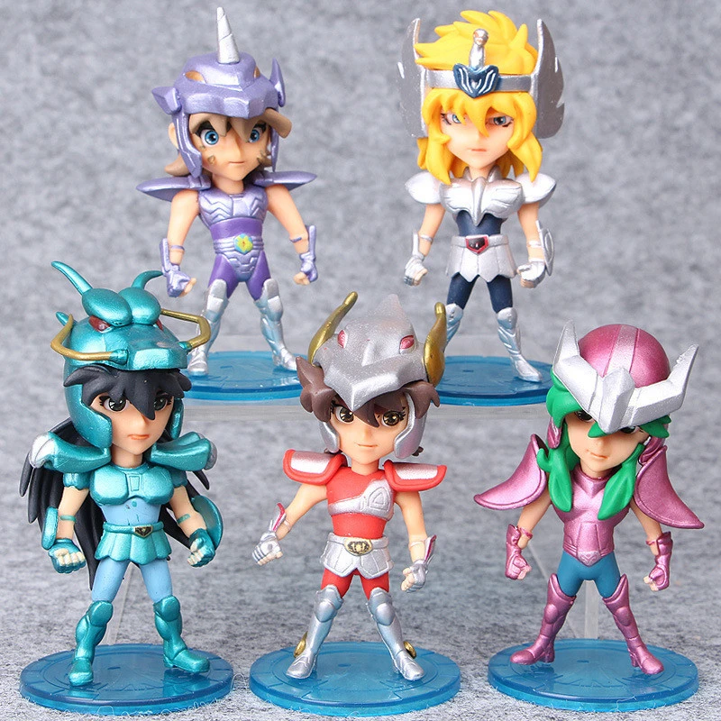 5 Styles Cute Q-version Mini Anime Saint Seiya PVC Figurine Cartoon Decoration Model Action Figure Toys
