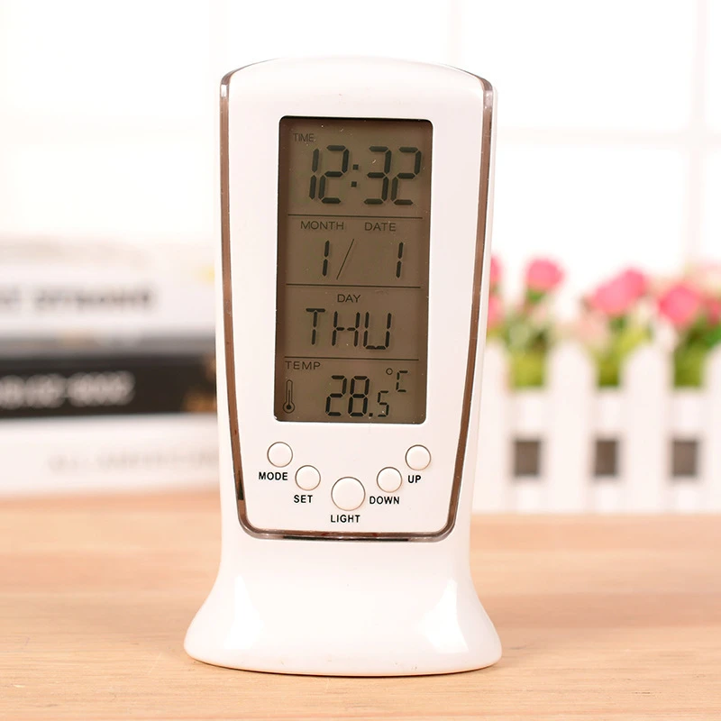 510 In Stock Thermometer Led Digital Alarm Clock With Blue Backlight Calendar Hand Watch Clock Cheap Led Clock