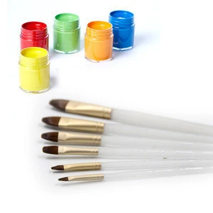 6 pcs set transparent plastic handle artist oil paint brushes