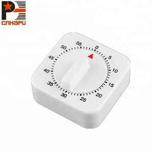 60 Minutes Kitchen Timer Count Down Alarm Reminder White Square Mechanical Timer for Kitchen