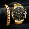 6064   2pcs  Watch +bracelet Men watches set Bracelet Business Wristwatch Clock Gift Classic Watch Quartz Business Wristwatch