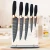 Import 6PCS Nonstick Coated Kitchen Knife with Wave Blade Black Coated Knife  ABS Rose Gloden Coated Tools in Block from China