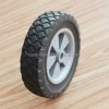 6X1.5 inch semi solid rubber wheel with diamond tread and grey plastic rim for material handling carts