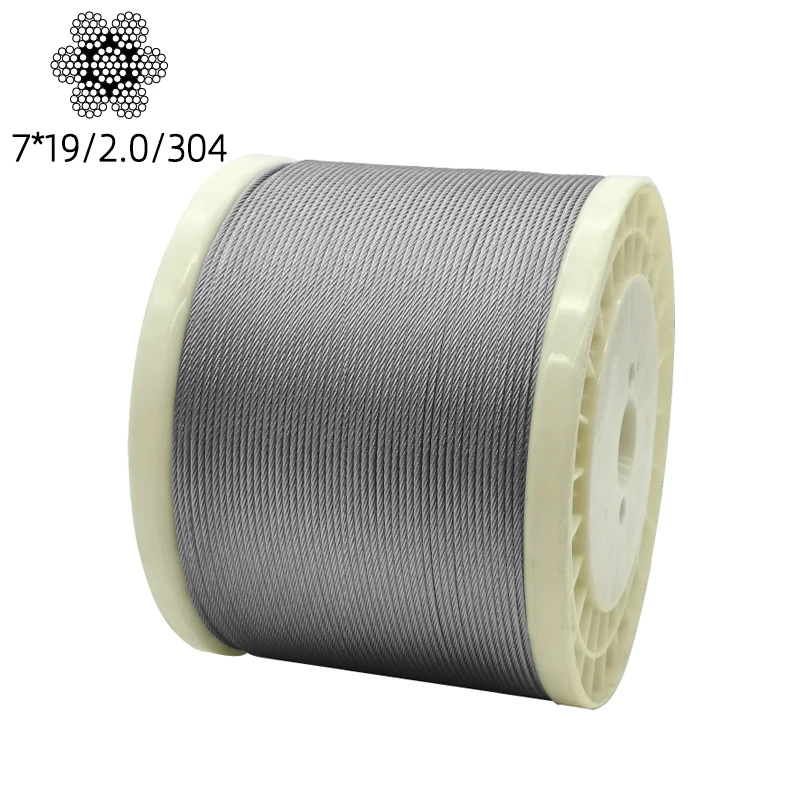 7*19 2.0mm  stainless steel 304 wire rope  customized guardrail fishing line