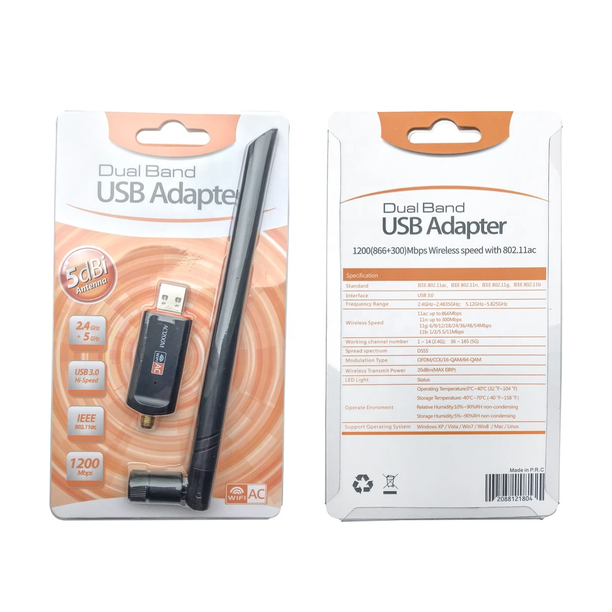 802.11ac USB3.0  RTL8812BU dual band WIFI dongle 2.4GHz 5GHz wireless usb wifi adapter 1200mbps