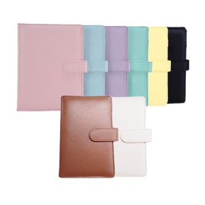 A5 A6 PU Leather Notebook Shell Black Loose-leaf Binder Cover Diary Schedule Journal Binder Cute Macaron Notebook Covers