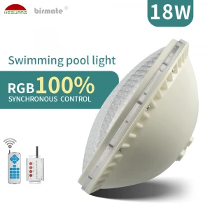 ABS Material IP68 Structure Waterproof Par56 LED 18W RGB Control Underwater Swimming Pool  Light