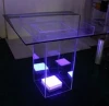 Acrylic led furniture table with glass table top