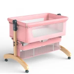 Adjustable height wood crib newborn baby cot bed crib solid wood