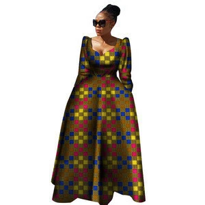 African Clothing Bazin Riche Robe African Dresses Traditional Print Women Plus Size Pure Cotton Long Dress WY2849