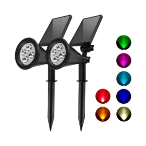 Amazon hot sell color multi RGB changing 7LED Landscape Ground Wall Lamp stake Garden Security Solar spotlight