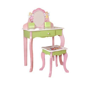 Amazon Supplier Children Furniture Dressing Table Kids Vanity &amp; Stool Dressers Bedroom Vanity Table