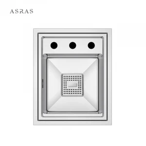 Asras SUS304 stainless steel single bowl kitchen sink small hidden sinkwith telescopic tap 3847Y-2