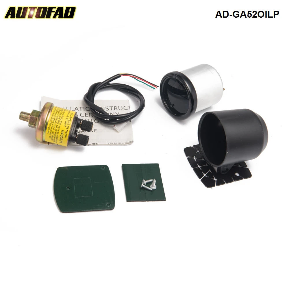 AUTOFAB- 2" 52mm 7 Color LED Smoke Face Car Oil Press Gauge Auto Oil Pressure Meter With Sensor and Holder AD-GA52OILP