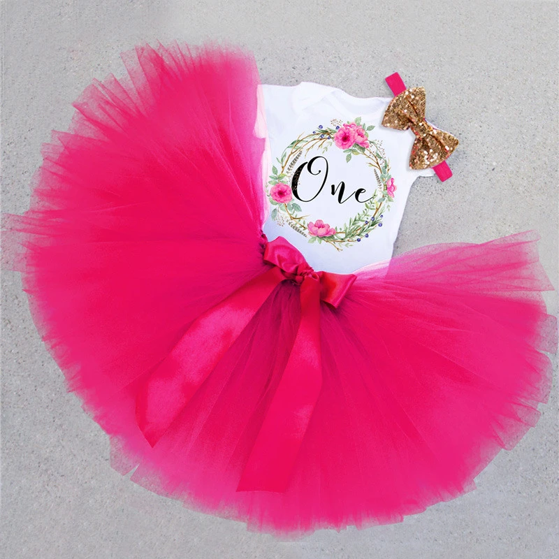 Baby Girl First 1st Birthday Party Tutu Dresses for Toddlers Vestidos Infantil Princess Clothes 1 Year Girls Baptism Clothing