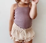 Baby girls summer strap ribbed short bloomer outfit