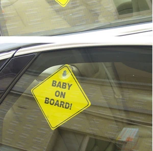 baby on board yellow black car safety sign pvc decal