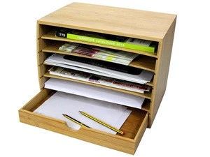 Bamboo Desk Organizer With  Drawer For A4 Document