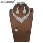 Bedazzled jewelry supplies china wholesale copper women luxury jewellery rhodium plated bridal wedding jewelry set