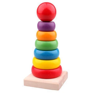 best business ideas preschool school kids colorful products pine wood Rainbow Tower montessori math set educational toys wooden