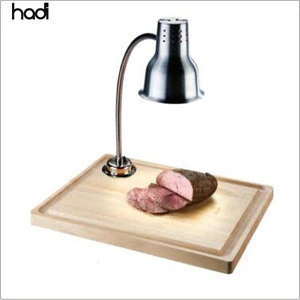 Best selling electric stainless steel single bulb food warmer heater buffet heat lamp with wood board