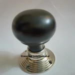 Bun Door Knobs Ebonised  Wooden door knob Nickel finish
