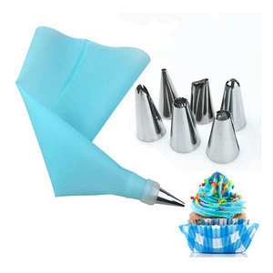 Cake Tools Silicone Pastry Bag with Stainless Steel Nozzles Silicone Icing Piping Cream Pastry Bag Cake Baking Products