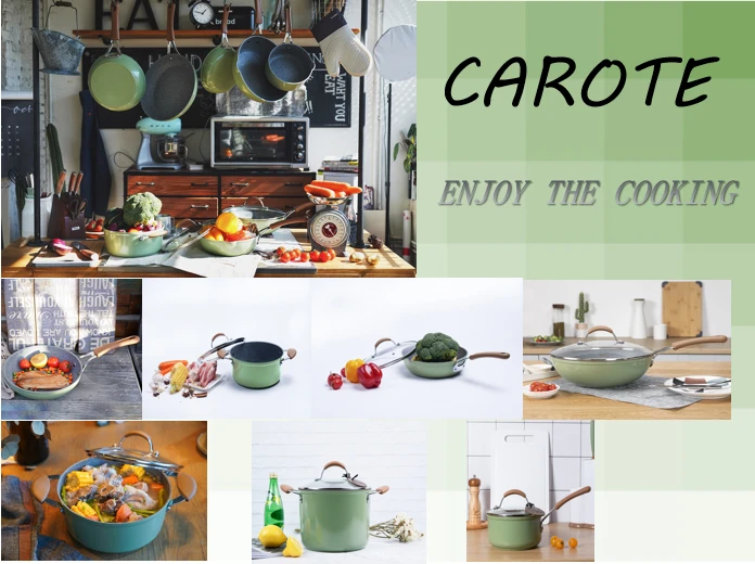 Carote Hotselling Forged Aluminium Nonstick Granite Cooking Pot Nonstick Cookware Sets With Marble Coating Free Of PFOA